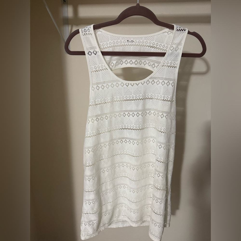 Roxy White Lace Patterned Coverup